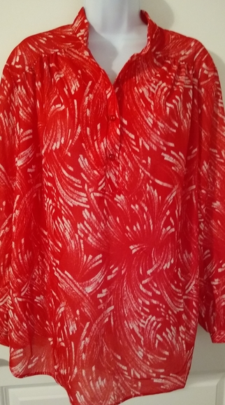 VTG 70's Alamode of California USA Made Lady's Red Blouse Lady's Plus 2x 44 - Picture 5 of 6